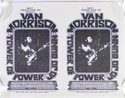 1971 Van Morrison JoJo Gunn Tower of Power San Jose Fairgrounds Expo Hall Uncut Handbill Excellent 70