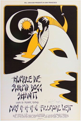 1971 BG-280 Humble Pie Swamp Dogg Fillmore West Signed Singer Poster Near Mint 89