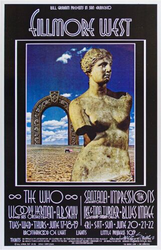 1969 BG-178 The Who Santana Ike & Tina Turner Fillmore West Signed Singer Poster Mint 90