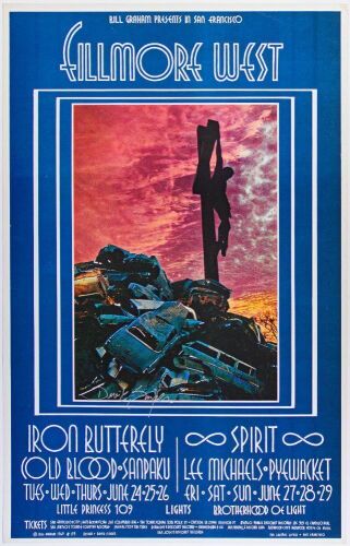 1969 BG-179 Iron Butterfly Fillmore West Signed Singer Poster Near Mint 85