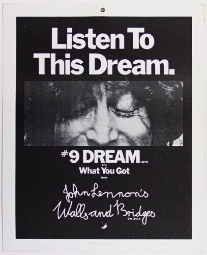 1974 John Lennon #9 Dream Promo Window Card Extra Fine 69