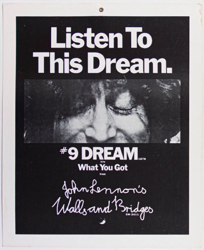 1974 John Lennon #9 Dream Promo Window Card Extra Fine 69