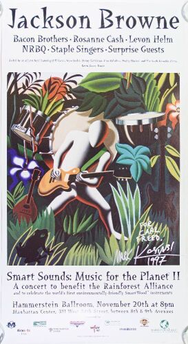 1997 Jackson Browne Levon Helm NRBQ Staple Singers Hammerstein Ballroom Signed Mark Kostabi Poster Excellent 77