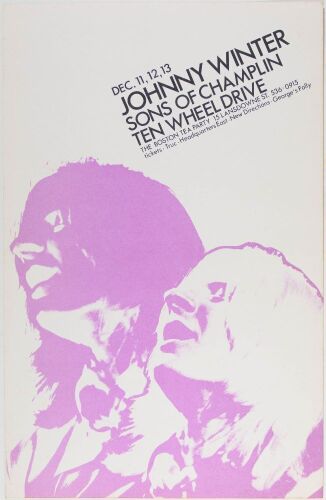 1969 Johnny Winter Janis Joplin Sit-In Boston Tea Party Poster Near Mint 81