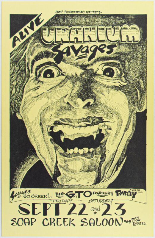 1978 Uranium Savages Soap Creek Saloon Poster Mint 91