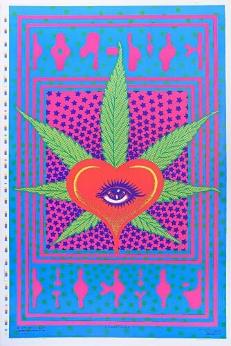 1994 Victor Moscoso I Love Hemp Printers Proof Signed Moscoso Poster Near Mint 85