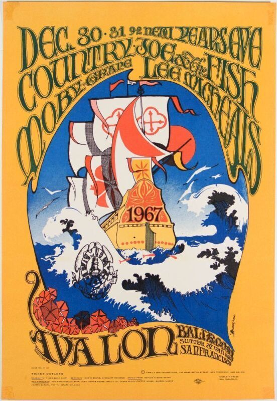 1966 FD-41 Country Joe Moby Grape Avalon Ballroom Poster Near Mint 80