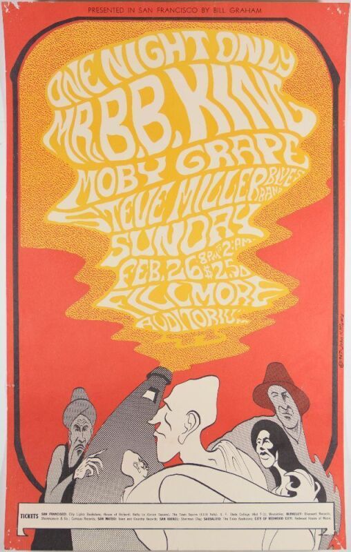 1967 BG-52 Moby Grape B. B. King Fillmore Poster Extra Fine 65