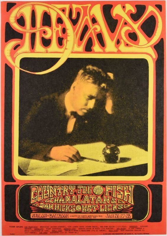 1968 FD-103 Country Joe The Charlatans Avalon Ballroom Poster Near Mint 85