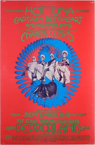 1970 Hot Tuna Captain Beefheart Pepperland San Rafael Poster Excellent 79