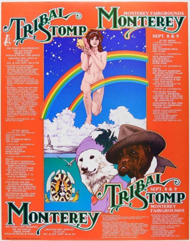 1979 Second Annual Tribal Stomp Chamber Bros The Clash Monterey Fairgrounds Post Poster Excellent 73