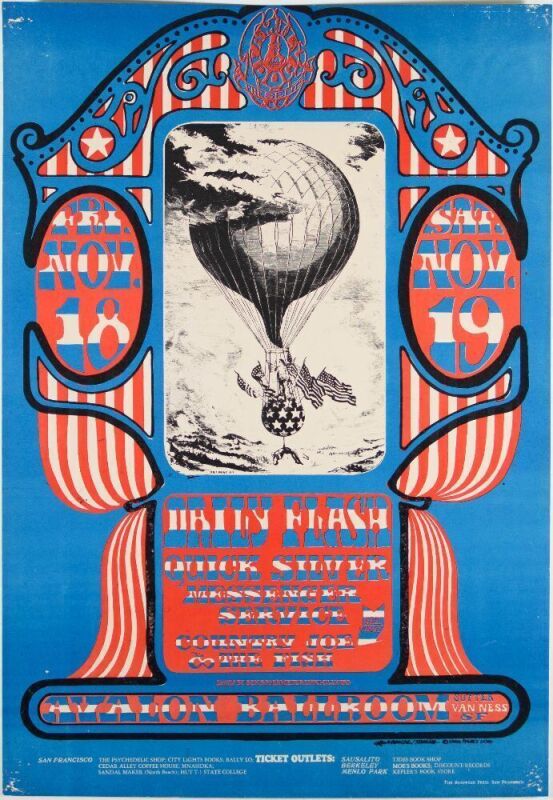 1966 FD-35 Quicksilver Daily Flash Country Joe Avalon Ballroom Poster Excellent 71