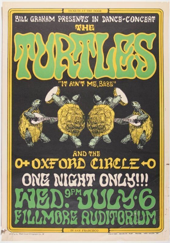 1966 BG-15 The Turtles Fillmore Auditorium RP2 Poster Extra Fine 63