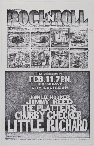 1971 Jim Franklin Little Richard John Lee Hooker City Coliseum Austin Poster Near Mint 81