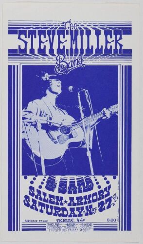 1971 Steve Miller Band Salem Armory Handbill Near Mint 87
