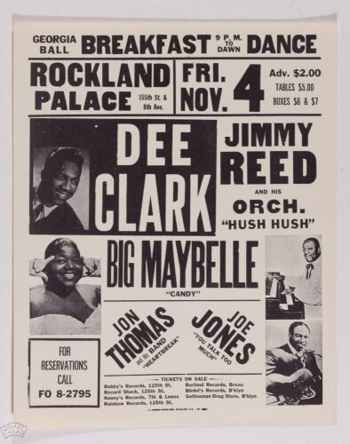 1960 Dee Clark Jimmy Reed Big Maybelle Rockland Palace Harlem Flyer Mint 91