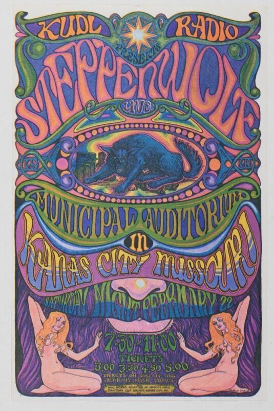 1969 Steppenwolf Kansas City Municipal Auditorium Handbill Mint 91