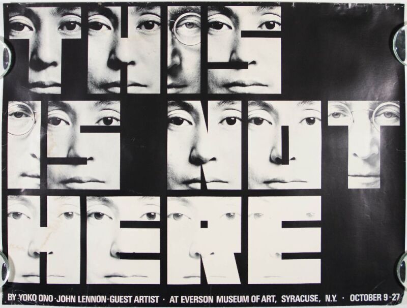 1971 Yoko Ono John Lennon This Is Not Here Everson Museum of Art Syracuse Poster Extra Fine 69