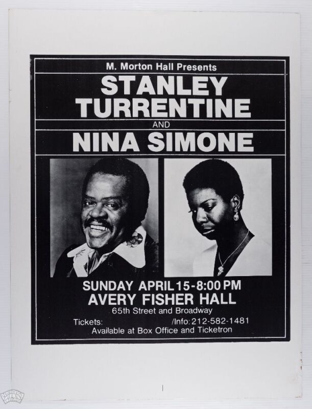 1979 Nina Simone Stanley Turrentine Avery Fisher Hall New York Cardboard Poster Excellent 79