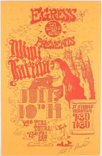 1973 Mimi Farina The Egress Vancouver Signed Shankaruk Poster Near Mint 89