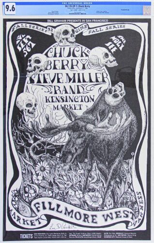 1968 BG-135 Chuck Berry Steve Miller Band Fillmore West Signed Conklin Poster CGC 9.6