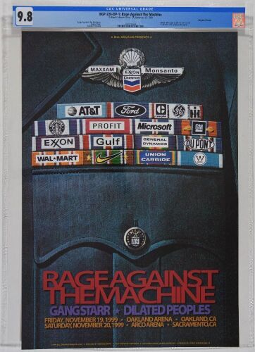 1999 BGP-226 Rage Against the Machine Oakland Arena & Arco Arena Poster CGC 9.8
