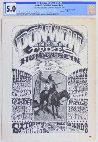 1967 AOR-2.215 Rick Griffin Grateful Dead Timothy Leary The Human Be In Golden Gate Park Handbill CGC 5.0
