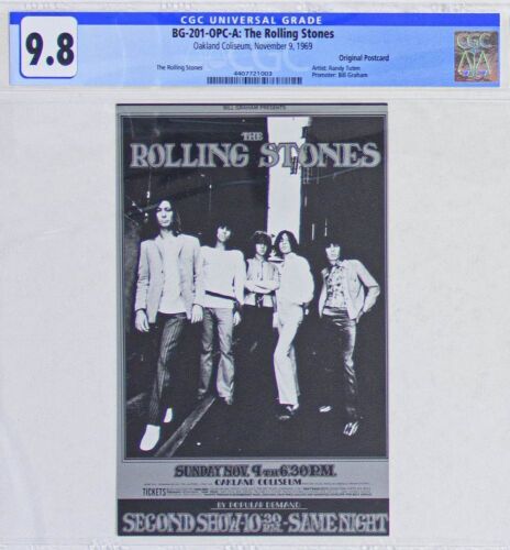 1969 BG-201 Rolling Stones Oakland Coliseum Postcard CGC 9.8