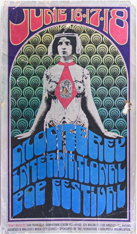 1967 AOR-3.5 The Monterey International Pop Festival OP2 Original Foil Poster Fine 57