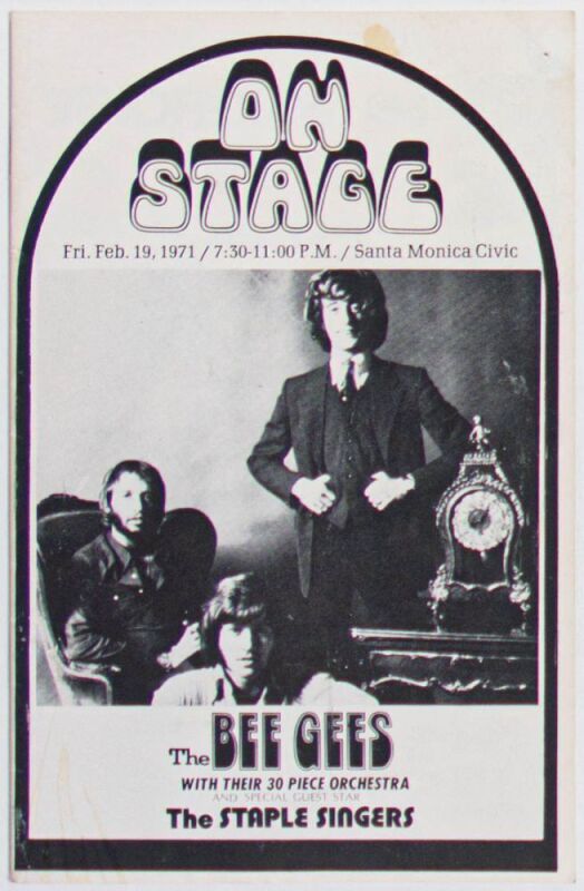 1971 The Bee Gees Santa Monica Civic Program Extra Fine 69