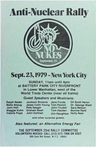 1979 Bonnie Raitt Jackson Brown No Nukes Rally Poster Mint 91