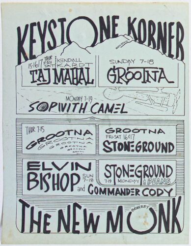 1971 Taj Mahal Commander Cody Keystone Korner The New Monk Flyer Extra Fine 63