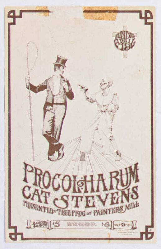 1971 Procol Harum Cat Stevens Painter's Mill Music Fair Owings Mills Baltimore Tree Frog Handbill Extra Fine 65