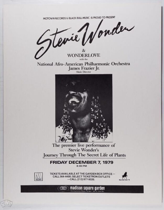 1979 Stevie Wonder Madison Square Garden New York Cardboard Poster Near Mint 89