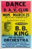 1968 B.B. King D.A.V. Club Clarksville Tennessee Cardboard Poster Near Mint 81