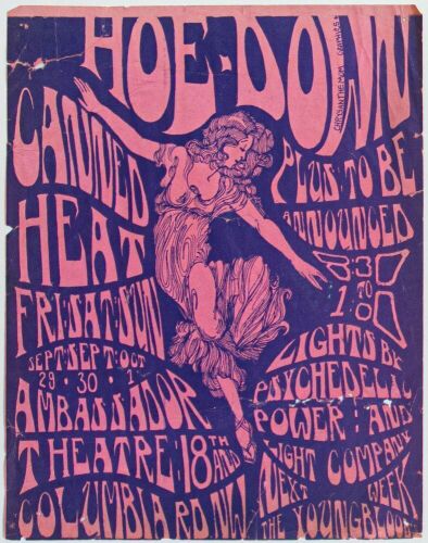 1967 Canned Heat The Ambassador Theatre Washington D.C. Flyer Extra Fine 61
