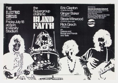 1969 Blind Faith Delaney Bonnie & Friends Varsity Stadium Toronto Poster Near Mint 81