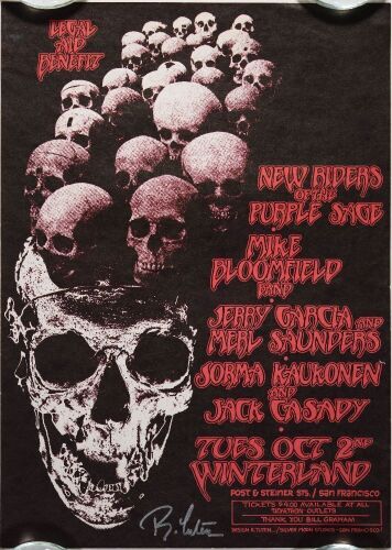 1973 Jerry Garcia Hells Angels Legal Aid Benefit Winterland Signed Tuten Poster Excellent 73