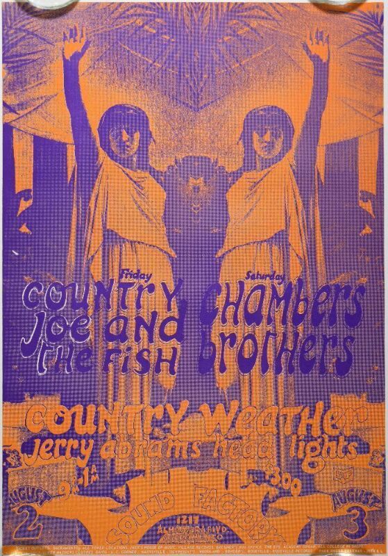 1968 Country Joe & The Fish The Chambers Brothers Sound Factory Poster Excellent 79