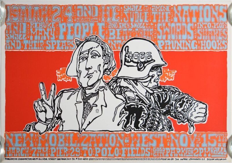 1966 Wes Wilson New Mobilization Anti-War March Poster Near Mint 87