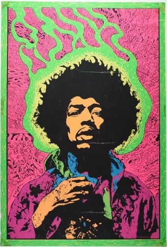 1969 Jimi Hendrix Joe Roberts Jr The Experienced Cocorico Graphics Blacklight Poster Extra Fine 65