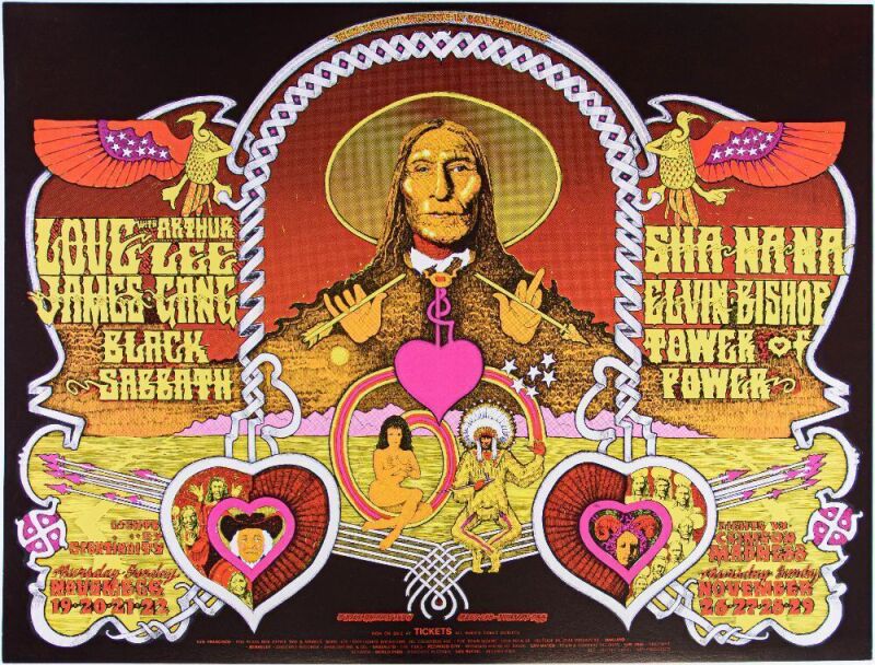 1970 BG-257 Black Sabbath Love James Gang Fillmore West Poster Mint 91