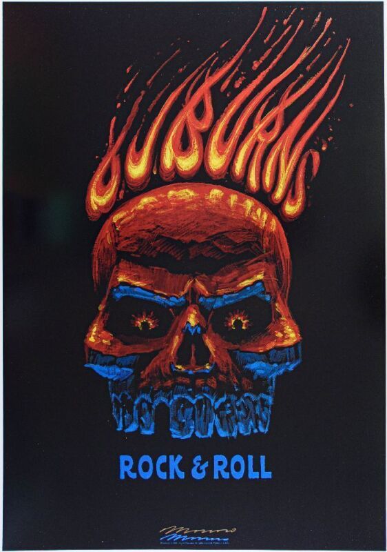 1991 Victor Moscoso D.J. Burns Band Rock & Roll Signed Moscoso Uncut Poster Proof Near Mint 89