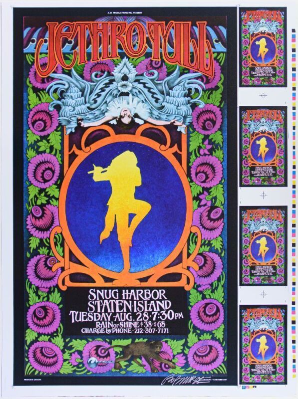 2001 Bob Masse Jethro Tull Snug Harbor Staten Island Uncut Signed Masse Proof Poster Mint 91