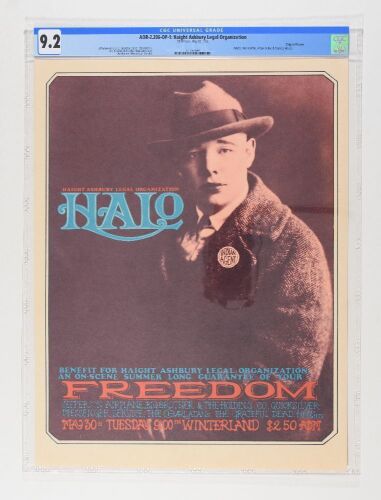 1966 AOR-2.206 Grateful Dead HALO Benefit Winterland Poster CGC 9.2