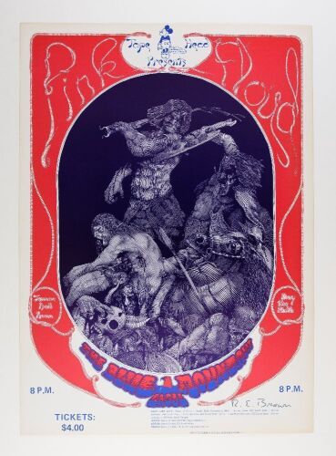 1970 Pink Floyd Terrace Ballroom Salt Lake City Signed Brown Poster Excellent 73