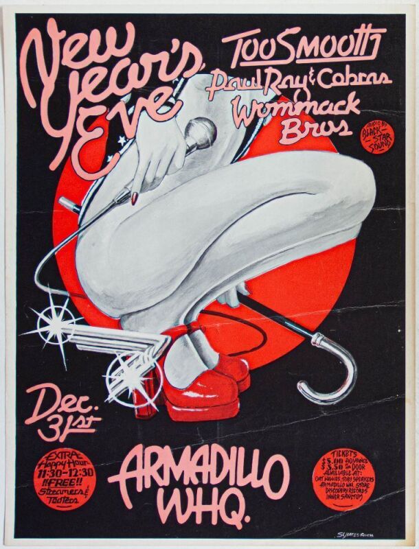 1976 Too Smooth Paul Ray & The Cobras NYE Armadillo World Headquarters Austin Poster Extra Fine 69