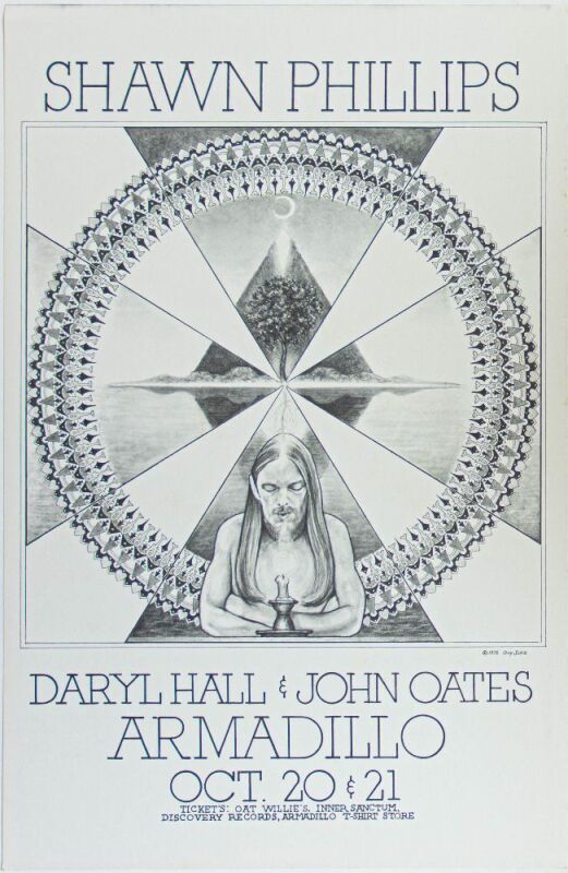 1975 Daryl Hall & John Oates Armadillo World Headquarters Austin Poster Excellent 75
