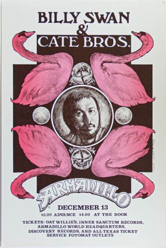 1975 Billy Swan Armadillo World Headquarters Austin Poster Near Mint 89