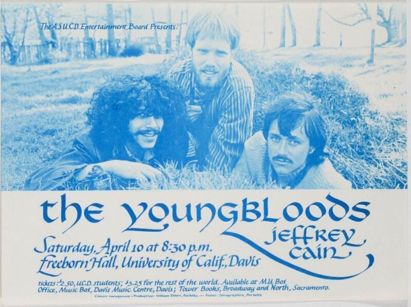 1972 The Youngbloods Freeborn Hall UC Davis Handbill Mint 91